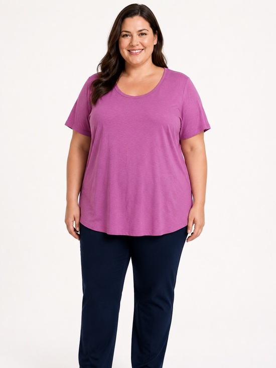 Rachel Zoe Tops - Rachel Zoe Scoop Neck Short Sleeve Tee in Magenta